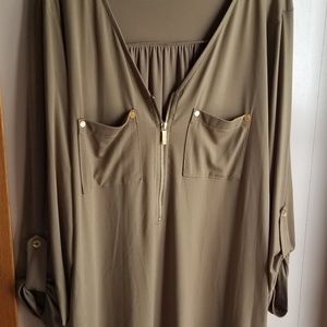 Michael Kors 3x Plus Olive Shirt with Gold details